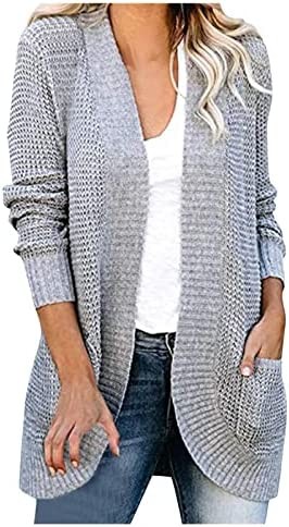 Womens Cardigan Sweaters Dressy Casual Button Down Knit Open Front Cardigan Sweaters Long Sleeve Solid Color Cardigan Blouse