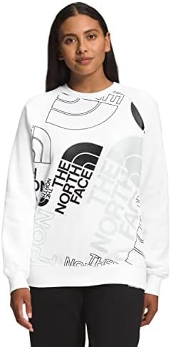 THE NORTH FACE Women's Graphic Injection Crew, TNF White/Tin Grey, X-Small