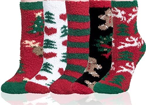 5 Pairs Womens Fluffy Fuzzy Socks Warm Winter Slipper Cozy Socks for Women