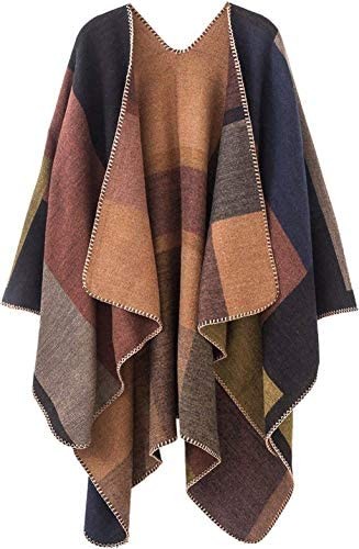 Lacavocor Women's Warm Shawl Wrap Cape Winter Cardigan Sweaters Open Front Poncho