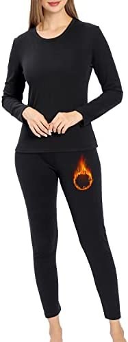Ultra Soft Thermal Underwear for Women, Long Johns 2 Set with Fleece Lined ,Cold Weather Base layer Warm Top & Bottom