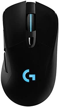 Logitech G703 Lightspeed Wireless Gaming Mouse W/Hero 25K Sensor, PowerPlay Compatible, Lightsync RGB, Lightweight 95G+10G Optional, 100-25, 600 DPI, Rubber Side Grips - Black