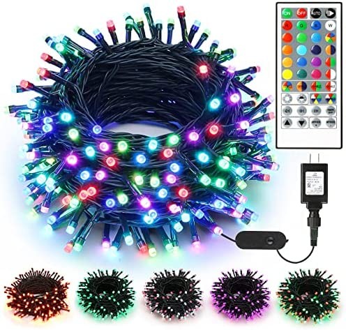 Brizled Color Changing Christmas Lights, 66ft 200 LED Orange Halloween Lights with Remote, Dimmable Outdoor Purple String Lights, Christmas Tree Lights Indoor, RGB Xmas Light for Halloween Party Decor