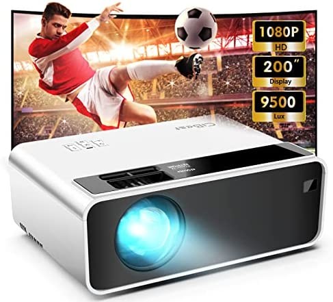 Mini Projector, CiBest Outdoor Projector 1080P Full HD, 2022 Upgraded 9500 LM Portable Projector, Small Home Movie Projector 200" Supported, Compatible with PS4, PC via HDMI, VGA, AV, and USB