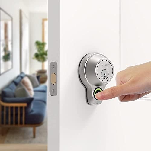 Lockly Flex Touch Smart Lock - Secure Keyless Entry with Fingerprint Recognition, Bluetooth Connectivity, and Smartphone Control - Enhanced Home Security Solution (PGD7YSN, Satin Nickel)