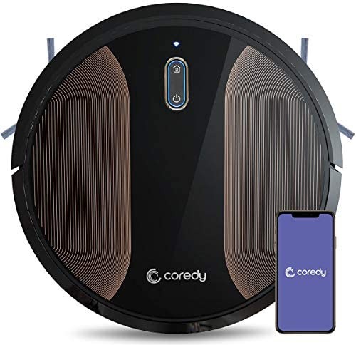 Coredy R580 Robot Vacuum Cleaner, Wi-Fi, App Controls, Work with Alexa, Sweep and Mop, 2000pa Strong Suction, Virtual Boundary Supported, Slim, Quiet Robotic Vacuum Cleaner Cleans Hard Floor to Carpet