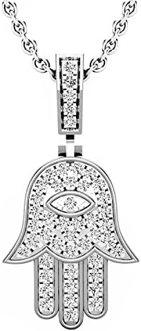 Dazzlingrock Collection 0.25 Carat (ctw) Round White Diamond Ladies Small Hamsa Hand of Fatima Charm Pendant 1/4 CT