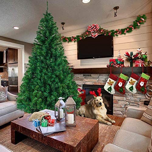 Binrrio 6FT Artificial Christmas Trees Xmas Pine Tree with Solid Metal Legs & 1050 Branches Premium Christmas Decoration for Indoor and Outdoor Holiday Decoration Green