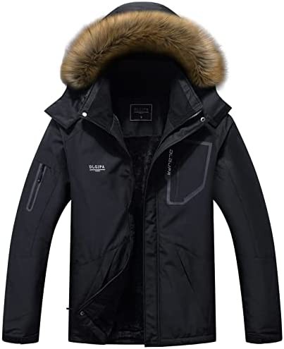 DLGJPA Men's Mountain Waterproof Ski Jacket Hooded Windbreakers Windproof Raincoat Winter Warm Snow Coat