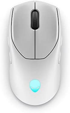 Alienware AW720M Tri-Mode Wireless Gaming Mouse - 2.4GHz Wireless, Bluetooth 5.1, 26,000 DPI, 8-Fully Programmable Buttons, Magnetic Snap Charging Adapter USB-A to USB-C Cable - Lunar Light