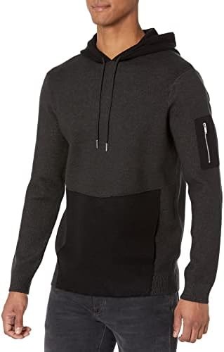 Karl Lagerfeld Paris Men's Soft Color Block Sweater Hoodie