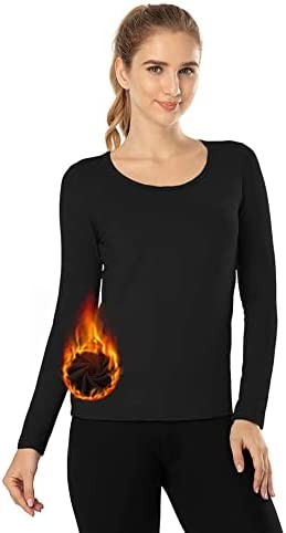 MANCYFIT Thermal Tops for Women Fleece Lined Shirt Long Sleeve Base Layer V Neck