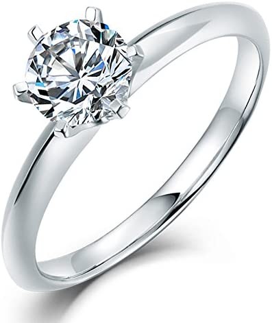 Lanmi Forever Love 18K White Gold 1.00Ct Natural Diamond Wedding Band Engagement Ring