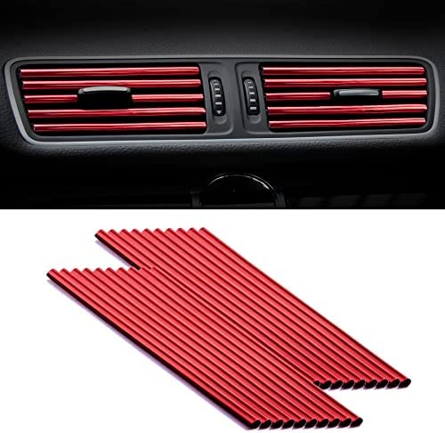 SINGARO 20 Pieces Car Air Conditioner Air Outlet Decorative Strips, Bendable DIY Decorative Strips, Universal for Most Air Outlets, Car Interior Accessories (Red)