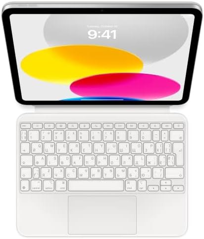 Apple Magic Keyboard Folio: iPad Keyboard and case for iPad (10th Generation), Detachable Two-Piece Design That attaches magnetically, Built-in trackpad, Ukrainian – White