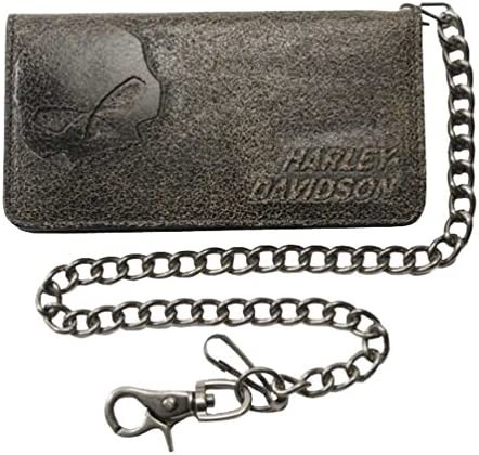 Men's Burnished Bi-Fold Skull Biker Chain Wallet BM2616L-TanBlk