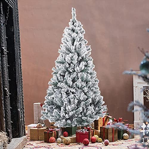 FWBNUIF 6FT Aluminum Christmas Tree - 6 Foot Christmas Tree Christmas Tree 6Ft Christmas Tree Small with Snow 750 Branch Tips Metal Foldable Stand Flocked Indoor Outdoor Decor