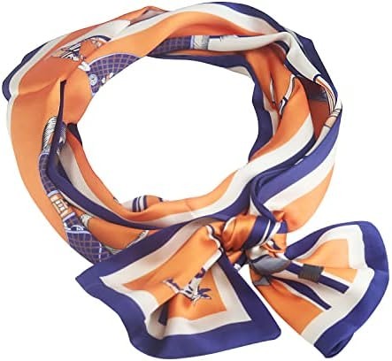 EXTREE Satin Scarf 100% Pure Mulberry Silk Printed Head Wrap Hair Band 7" x 59"