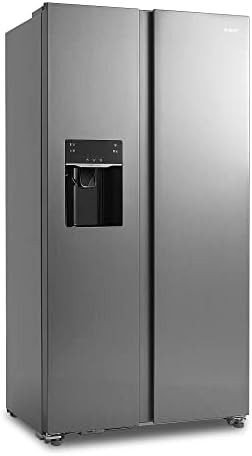 NUTRIFROST Side-by-Side Refrigerators with Ice Makers, 18.1 Cubic Feet No Frost Freestanding Freezer Fridge, 2 Door Full Size Refrigerator for Kitchen/Office/Commercial, Stainless Steel Grey