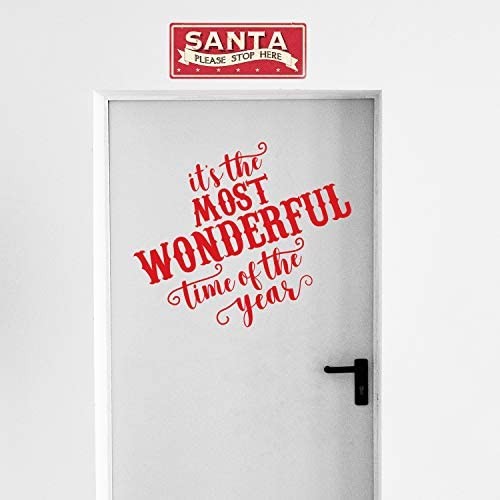 Vinyl Wall Art Decal - It's The Most Wonderful Time of The Year - 23" x 27" - Christmas Seasonal Holiday Sticker - Indoor Outdoor Home Office Wall Window Bedroom Workplace Decals (Red)