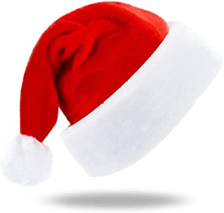 meioro Christmas Hat Soft Plush Xmas Hats Luxury Holiday Santa Hat for Adult Child New Year Headwear Decoration