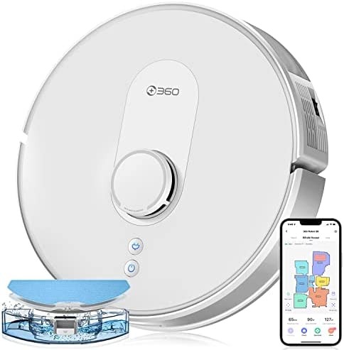360 S8 Robot Vacuum and Mop Cleaner, Customized Smart Mapping, LiDAR Navigation, 2700Pa Strong Suction, Self-Charging Work with Alexa/WiFi/APP, Ideal for Carpet and Pet Hair
