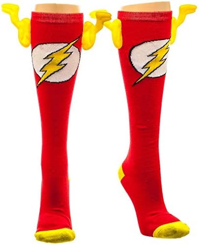 DC Comics The Flash Knee High Socks with Lightning Bolts for Women