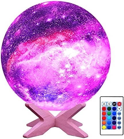 HYODREAM 3D Moon Lamp Kids Night Light Galaxy Lamp 16 Colors LED Light with Rechargeable Battery Touch & Remote Control as Birthday Gifts for Boys/Girls/Kids