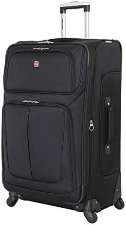 SwissGear Sion Softside Expandable Luggage, Black, Checked-Large 29-Inch