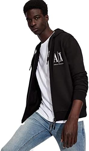 A|X ARMANI EXCHANGE 男款 Icon Project 刺繡拉鍊連帽運動衫