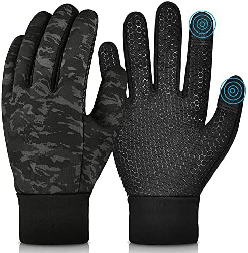 Kids Winter Warm Gloves with Grip - Boys Girls Thermal Fleece Running Cycling Gloves Touch Screen Cold Weather Soft Anti Slip Mittens for Sport Ski Snow Bike Hiking 6-12 Years