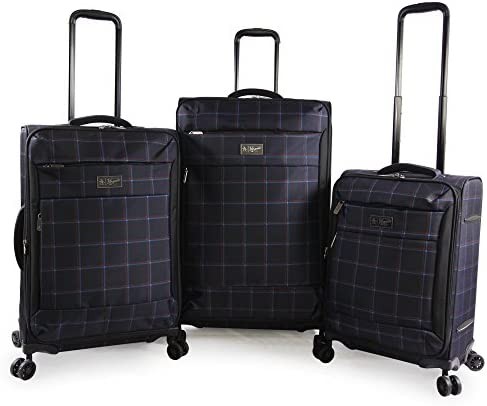 Original Penguin Original 3pc Expandable Suitcase Set with Spinner Wheels, Navy Plaid, One Size