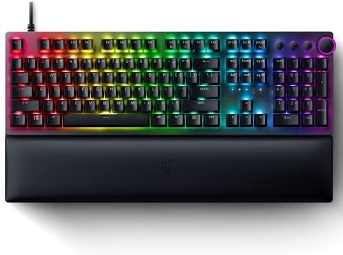 Razer Huntsman V2 Optical Gaming Keyboard: Fastest Clicky Optical Switches w/Quick Keystrokes & 8000Hz Polling Rate - Doubleshot PBT Keycaps - Dedicated Media Keys & Dial - Ergonomic Wrist Rest