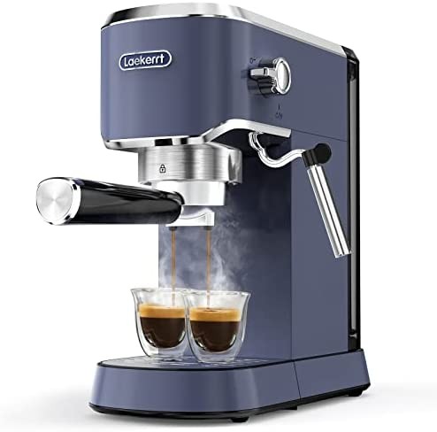 Laekerrt Espresso Machine 20 Bar Espresso Maker CMEP02 with Milk Frother Steamer, Home Expresso Coffee Machine for Cappuccino and Latte (Navy Blue, Stainless Steel) Gift for Coffee Lovers, Father