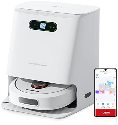 ROIDMI EVA Robot Vacuum and Mop Combo with Self Emptying and Auto-Mopping Station, Smart Robotic Vacuum Cleaner for Pet Hair, Hard Floor, Carpet, Obstacle Avoidance, Compatible with Alexa