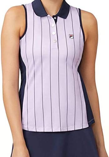 Fila Heritage Sleeveless Polo Top - Pastel Lilac/Navy