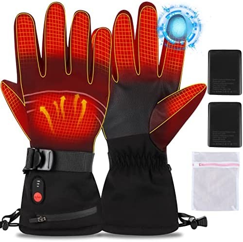 Heated Gloves for Men Women, 5000mAh Electric Rechargeable Battery Winter Motorcycle Heated Gloves, Waterpoof Hand Warm Gloves