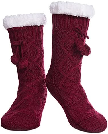 YEBING Womens Non Slip Slipper Socks Winter Warm Soft Cozy Fuzzy Fleece-lined Grippers Home Socks