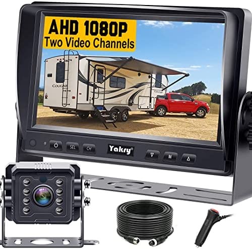 RV Backup Camera HD 1080P 7 Inch Monitor Rear View Kit Truck Trailer 5th Wheel Camper High-Speed Observation System 2 Channels Easy Installation Waterproof Night Vision Yakry Y14