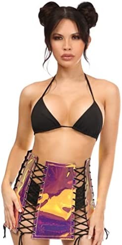 Daisy corsets Women's Rainbow Gold Holo Lace-up Skirt