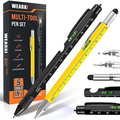 WEARXI Stocking Stuffers Gifts for Men, 9 in 1 Multitool Pen Set, Christmas Gifts for Men, Gifts for Dad, Birthday Gifts for Men, Cool Gadgets for Men Unique, Gifts for Men Who Have Everything