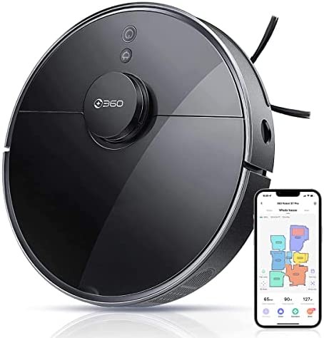 + 360 S7 Pro Robot Vacuum and Mop, LiDAR Mapping, 2650 Pa, No-Go Zones, Selective Room Cleaning, Self Charge and Resume, Compatible with Alexa and Google Assistant