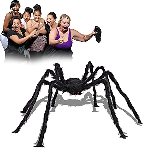 6.5Ft Halloween Giant Spider Decorations, Indoor and Outdoor Halloween Decorations, Used for Halloween, Party and Haunted House Decoration (79 Inches)