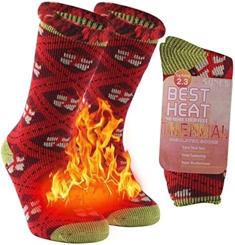 Sunew Warm Thermal Socks, Unisex Thick Insulated Heated Winter Heavy Crew Socks