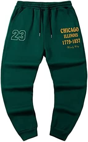 GORGLITTER Men's Letter Number Graphic Sweatpants Drawstring Waist Jogger Pants with Pockets