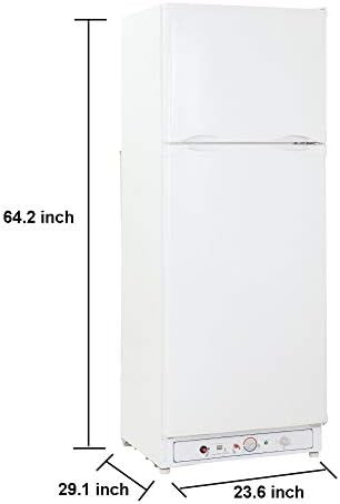 SMETA 110V/Gas Propane Refrigerator Fridge Up Freezer Propane Fridge Large Storage for Off Grid Garage Ready Refrigerator, 9.4 Cu.Ft, White