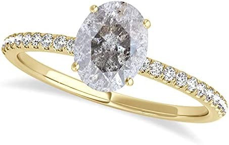 Allurez Oval Salt and Pepper Diamond Accented Engagement Ring 18k Yellow Gold (2.50ct)