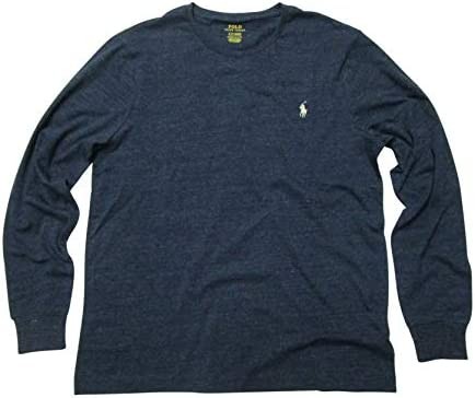 Polo Ralph Lauren Mens Long Sleeve Crew Neck Custom Slim Fit T-Shirt (Large, Blue Eclipse Heather)