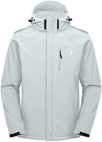 Little Donkey Andy Men's Warm Sherpa Lined Winter Softshell Jacket Windproof Mountain Ski Snow Coat with Removable Hood