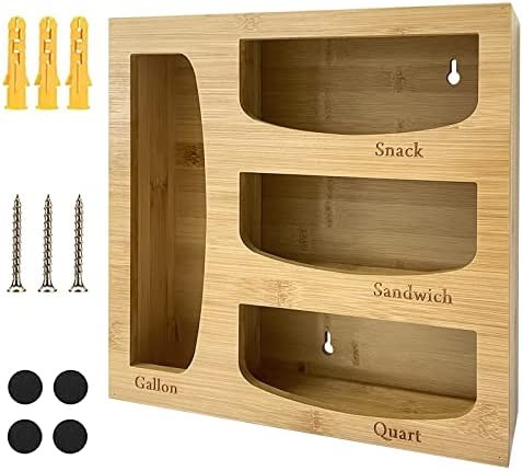 Bamboo Ziplock Bags Organizer for Kitchen Drawer Organizer - Food Organization and Storage,Openable Lid Wooden Organization Box for Gallon Snack Sandwich Quart Variety Size Baggies,Black Deals 2022